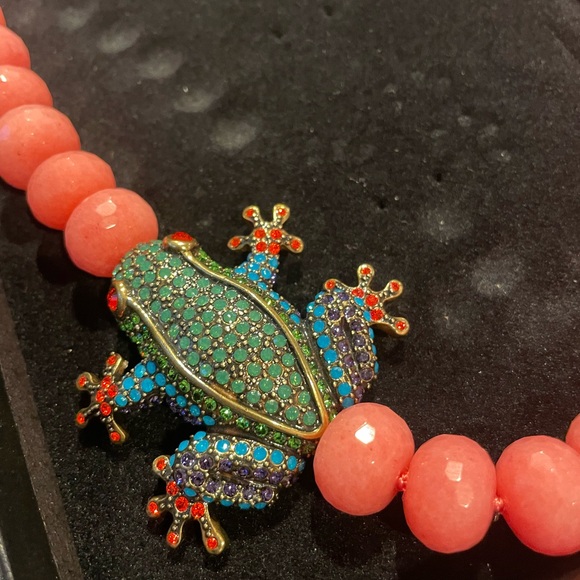 Heidi Daus Coral Beaded Necklace with Frog Pendant - Picture 3 of 6